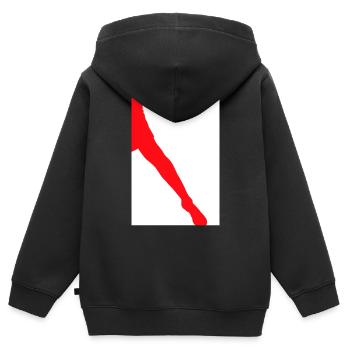 Silhouette de jambe - Sweat Premium à capuche zippé enfant bio - noir - Dos - AI Model Kid Male (0cm)
