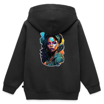 Afro Frau - Schönheit - Kinder Premium Organic Zip Hoodie - Schwarz - Hinten - AI Model Kid Male (0cm)