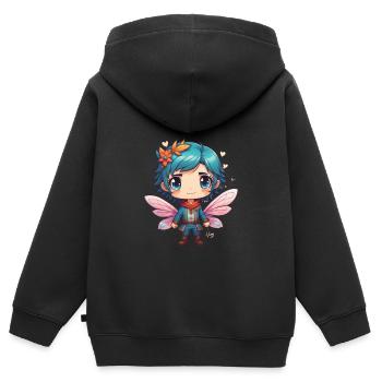 Fee - Kinder Premium Organic Zip Hoodie - Schwarz - Hinten - AI Model Kid Male (0cm)