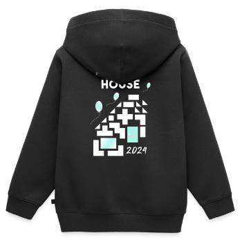 Construire une maison maison - Sweat Premium à capuche zippé enfant bio - noir - Dos - AI Model Kid Male (0cm)