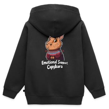 Emotional Support Capybara - Kinder Premium Organic Zip Hoodie - Schwarz - Hinten - AI Model Kid Male (0cm)