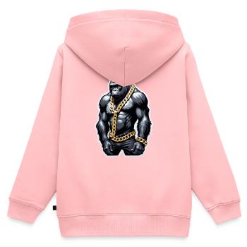 Gorilla with Gold Chain - Kids Premium Organic Zip-up Hoodie - rose - Back - AI Model Kid Female (0cm)