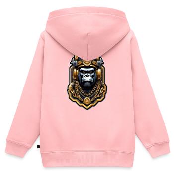Gorilla with Gold Chain - Kids Premium Organic Zip-up Hoodie - rose - Back - AI Model Kid Female (0cm)