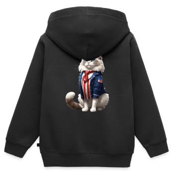 Ragdoll-Katze in amerikanischen Farben, 4. Juli - Kinder Premium Organic Zip Hoodie - Schwarz - Hinten - AI Model Kid Male (0cm)