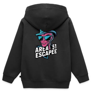 Évadé de la zone 51 - Sweat Premium à capuche zippé enfant bio - noir - Dos - AI Model Kid Male (0cm)