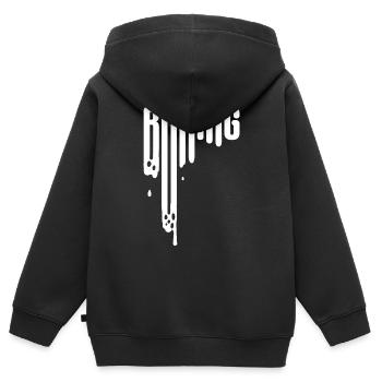 LANGWEILIG - Kinder Premium Organic Zip Hoodie - Schwarz - Hinten - AI Model Kid Male (0cm)