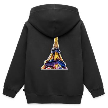 Eiffel tower #16 - Sweat Premium à capuche zippé enfant bio - noir - Dos - AI Model Kid Male (0cm)