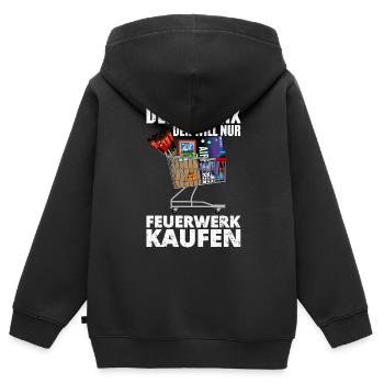 Der will Feuerwerk kaufen - Kinder Premium Organic Zip Hoodie - Schwarz - Hinten - AI Model Kid Male (0cm)