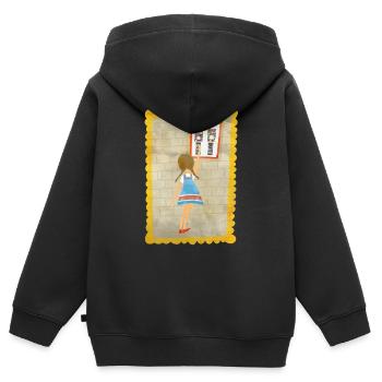 Nostalgie - Mädchen am Kaugummiautomaten - Kinder Premium Organic Zip Hoodie - Schwarz - Hinten - AI Model Kid Male (0cm)