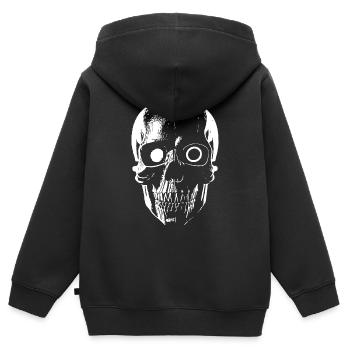 Crâne de cyborg de science-fiction - Sweat Premium à capuche zippé enfant bio - noir - Dos - AI Model Kid Male (0cm)