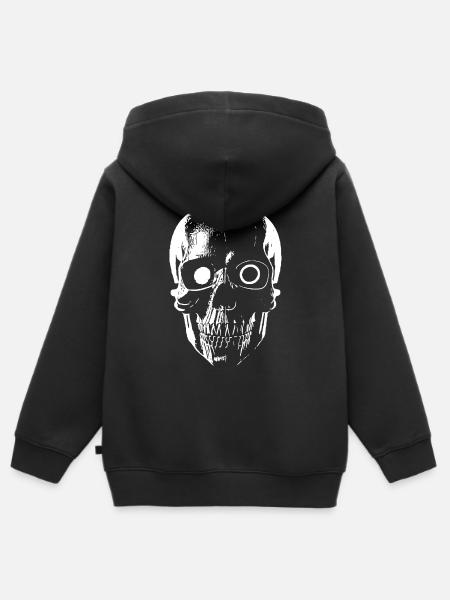 Sci-Fi Cyborg Skull - Premium børne zip-hættetrøje økologisk - sort