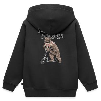 Animal Rights // Zirkusbär - Kinder Premium Organic Zip Hoodie - Schwarz - Hinten - AI Model Kid Male (0cm)