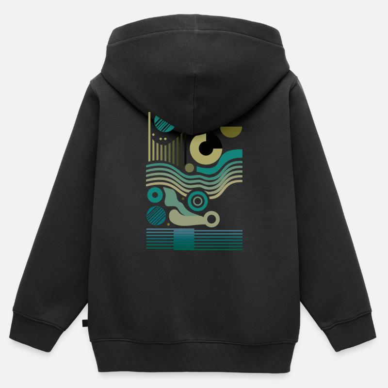 Thème Fractal Pulse - Sweat Premium à capuche zippé enfant bio - noir