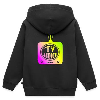 TV Addict - Fernseh süchtig - Kinder Premium Organic Zip Hoodie - Schwarz - Hinten - AI Model Kid Male (0cm)