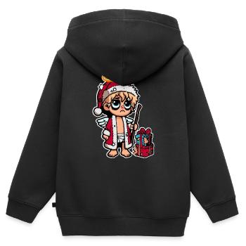 Lustiges Müdes Christkind - Kinder Premium Organic Zip Hoodie - Schwarz - Hinten - AI Model Kid Male (0cm)