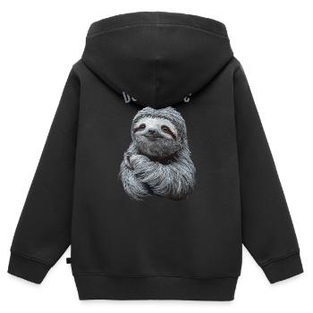 Dont Panic Faultier für Kinder - Kinder Premium Organic Zip Hoodie - Schwarz - Hinten - AI Model Kid Male (0cm)