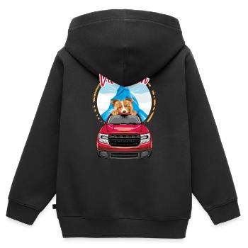 Chien Border Collie mignon voyageant dans un pick-up - Sweat Premium à capuche zippé enfant bio - noir - Dos - AI Model Kid Male (0cm)