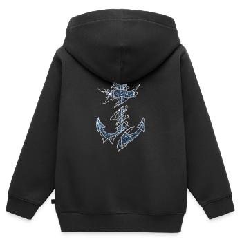 Ancre Cosmique - Contour Blanc - Sweat Premium à capuche zippé enfant bio - noir - Dos - AI Model Kid Male (0cm)