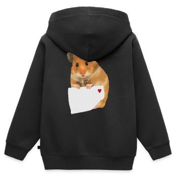 Note de hamster pour personnaliser le texte de la note - Sweat Premium à capuche zippé enfant bio - noir - Dos - AI Model Kid Male (0cm)