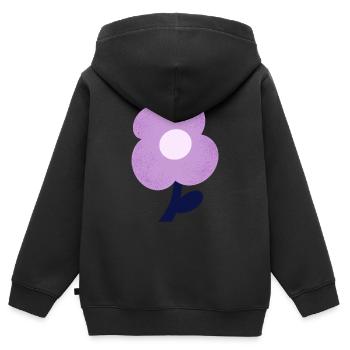 Fleur violette - Sweat Premium à capuche zippé enfant bio - noir - Dos - AI Model Kid Male (0cm)