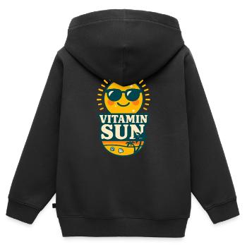 Vitamin Sun - Plage - Vitamine Soleil 3D Kawaii - Sweat Premium à capuche zippé enfant bio - noir - Dos - AI Model Kid Male (0cm)