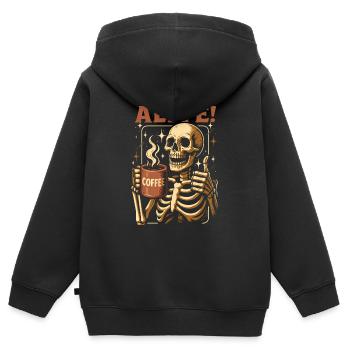Staying Alive Skelett Kaffee - Kinder Premium Organic Zip Hoodie - Schwarz - Hinten - AI Model Kid Male (0cm)