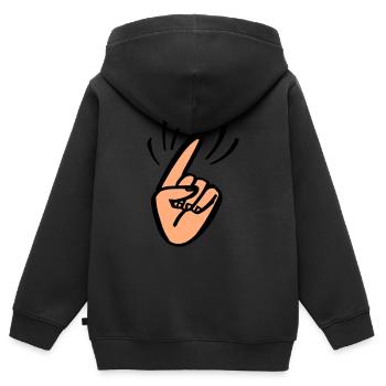 Finger Waggle - Kinder Premium Organic Zip Hoodie - Schwarz - Hinten - AI Model Kid Male (0cm)