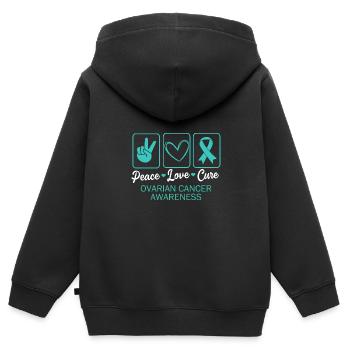 Eierstockkrebs Krebs-Überlebender Krebs - Kinder Premium Organic Zip Hoodie - Schwarz - Hinten - AI Model Kid Male (0cm)