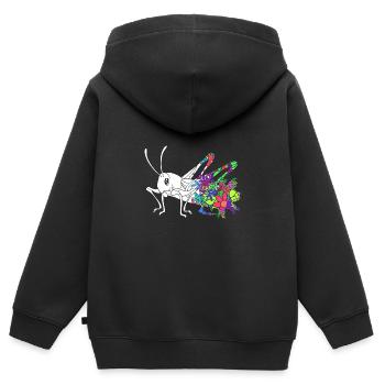 Sauterelle - Sweat Premium à capuche zippé enfant bio - noir - Dos - AI Model Kid Male (0cm)