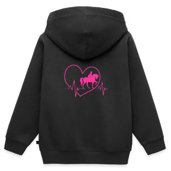Dressur Dressurpferd Dressurreiter - Kinder Premium Organic Zip Hoodie - Schwarz - Hinten - AI Model Kid Male (0cm)