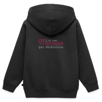 Marraine qui déchire - Sweat Premium à capuche zippé enfant bio - noir - Dos - AI Model Kid Male (0cm)