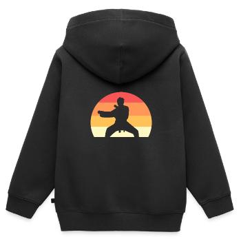 Karate Selbstverteidigung - Kinder Premium Organic Zip Hoodie - Schwarz - Hinten - AI Model Kid Male (0cm)