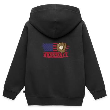 Baseball Catcher Pitcher Sportplatz Handschuhe - Kinder Premium Organic Zip Hoodie - Schwarz - Hinten - AI Model Kid Male (0cm)