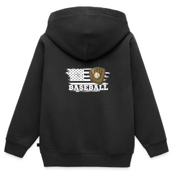 Baseball Catcher Pitcher Sportplatz Handschuhe - Kinder Premium Organic Zip Hoodie - Schwarz - Hinten - AI Model Kid Male (0cm)