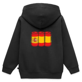 Espagnol - Sweat Premium à capuche zippé enfant bio - noir - Dos - AI Model Kid Male (0cm)
