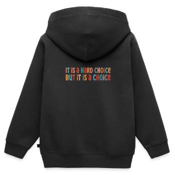 C’est un choix difficile pro - Sweat Premium à capuche zippé enfant bio - noir - Dos - AI Model Kid Male (0cm)