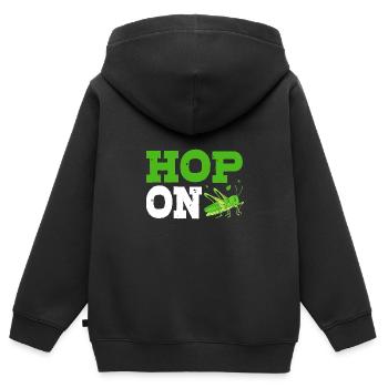 Sauterelle - Sweat Premium à capuche zippé enfant bio - noir - Dos - AI Model Kid Male (0cm)