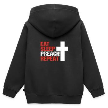 Pfarrer - Kinder Premium Organic Zip Hoodie - Schwarz - Hinten - AI Model Kid Male (0cm)