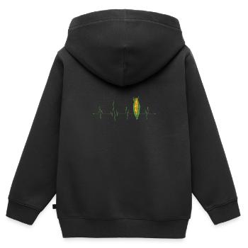 Mais Heartbeat - Kinder Premium Organic Zip Hoodie - Schwarz - Hinten - AI Model Kid Male (0cm)