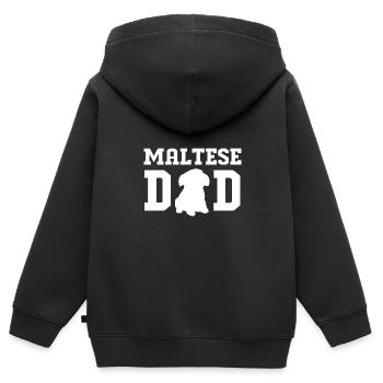 Maltese - Kids Premium Organic Zip-up Hoodie - black - Back - AI Model Kid Male (0cm)
