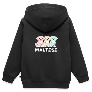 Maltese - Kids Premium Organic Zip-up Hoodie - black - Back - AI Model Kid Male (0cm)