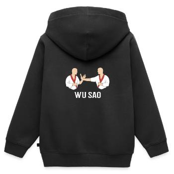 Wing Chun - Sweat Premium à capuche zippé enfant bio - noir - Dos - AI Model Kid Male (0cm)