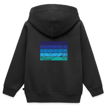 Vinyl - Kinder Premium Organic Zip Hoodie - Schwarz - Hinten - AI Model Kid Male (0cm)