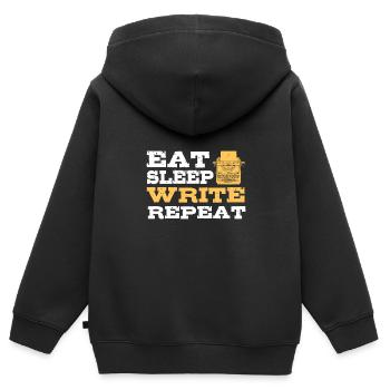 Autor - Kinder Premium Organic Zip Hoodie - Schwarz - Hinten - AI Model Kid Male (0cm)