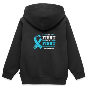 Cancer du poumon Mari - Sweat Premium à capuche zippé enfant bio - noir - Dos - AI Model Kid Male (0cm)