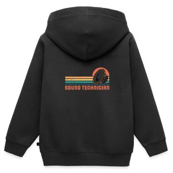 Subwoofer, Mixeur, Ingénieur du son, Ingénieur du son - Sweat Premium à capuche zippé enfant bio - noir - Dos - AI Model Kid Male (0cm)
