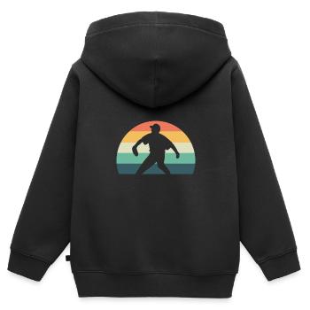 Softball Joueurs de softball - Sweat Premium à capuche zippé enfant bio - noir - Dos - AI Model Kid Male (0cm)