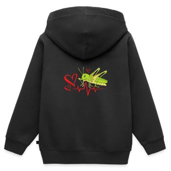 Sauterelle - Sweat Premium à capuche zippé enfant bio - noir - Dos - AI Model Kid Male (0cm)