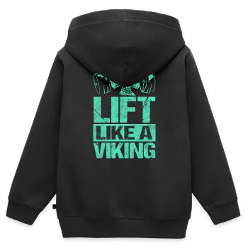 Lift Like A Viking Training wie Wikinger - Kinder Premium Organic Zip Hoodie - Schwarz - Hinten - AI Model Kid Male (0cm)