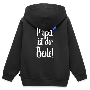 Papa ist der Beste | Bester Papa Geschenk für Papa - Kinder Premium Organic Zip Hoodie - Schwarz - Hinten - AI Model Kid Male (0cm)